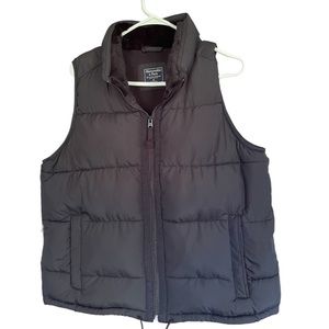 Women’s Down Vest XL Abercrombie and Fitch Black Faux Fur Neck